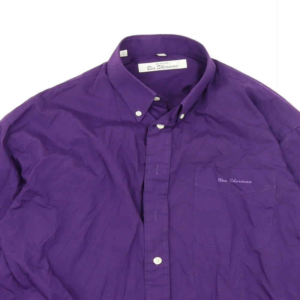 Ben Sherman Mens Purple    Dress Shirt Size L