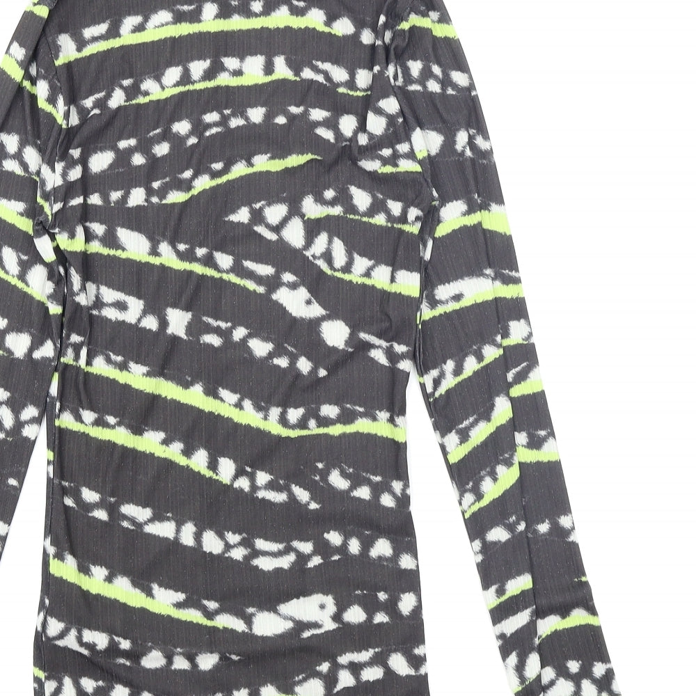 Topshop Womens Black Animal Print  Basic T-Shirt Size 6
