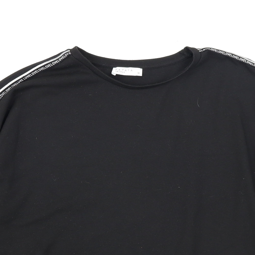 Papaya Womens Black   Basic T-Shirt Size 16