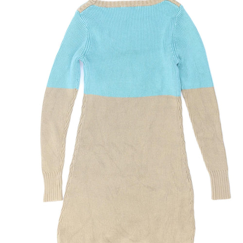 Boden  Womens Blue Colourblock Knit Jumper Dress  Size 10