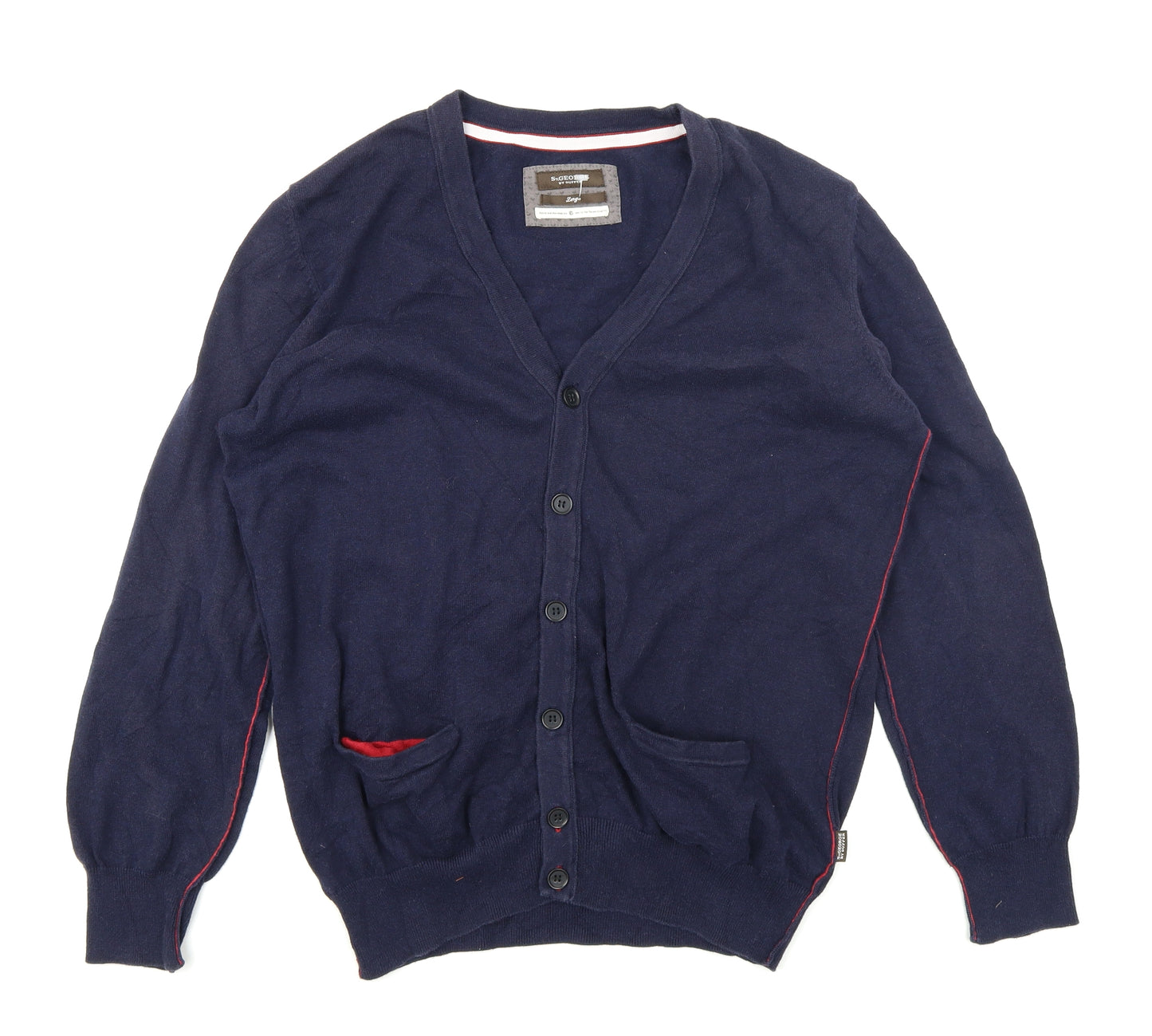 St George Mens Blue   Cardigan Jumper Size L