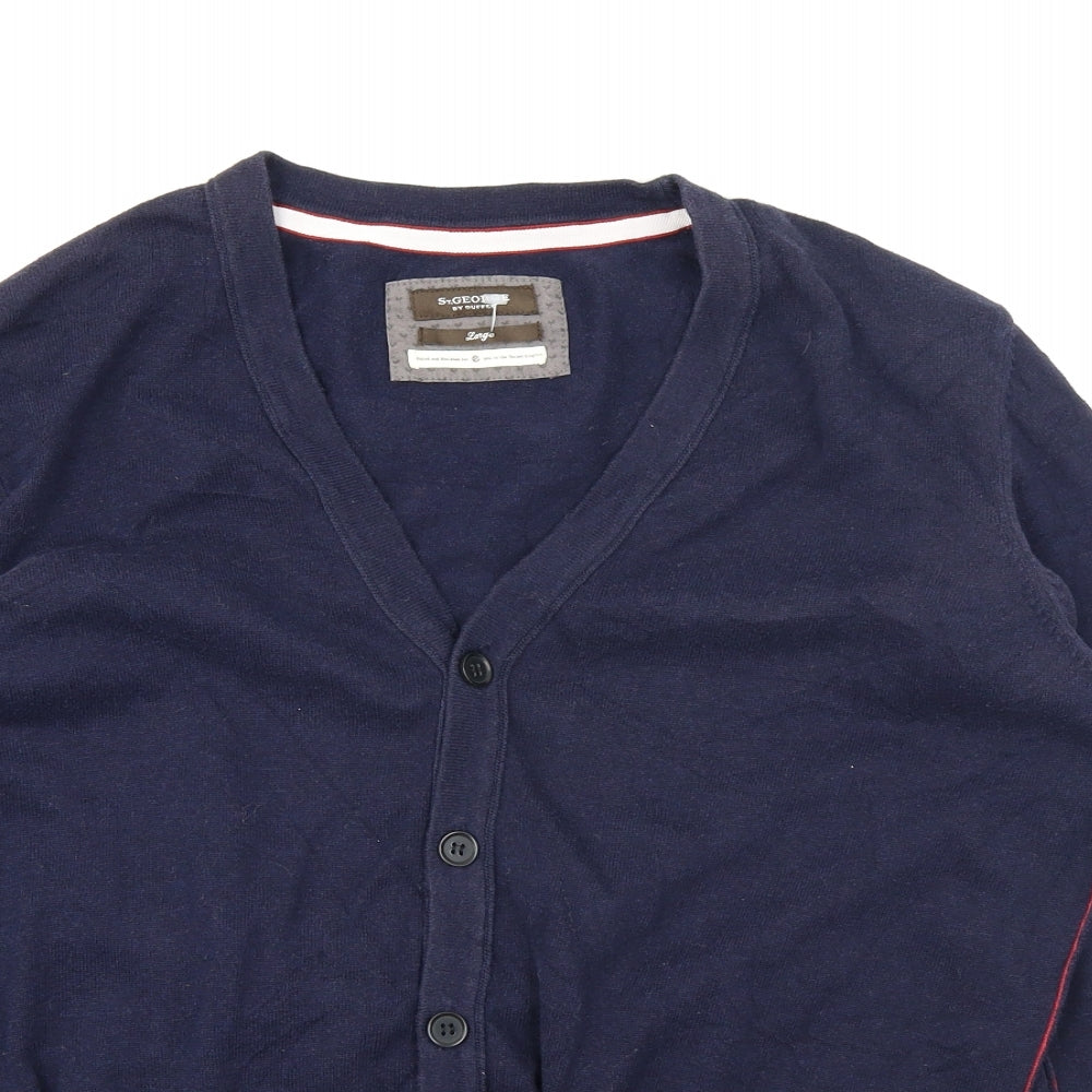 St George Mens Blue   Cardigan Jumper Size L