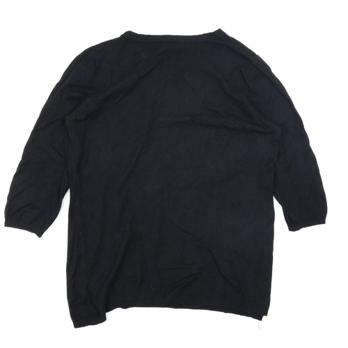 BM Collection Womens Black  Knit Pullover Jumper Size M