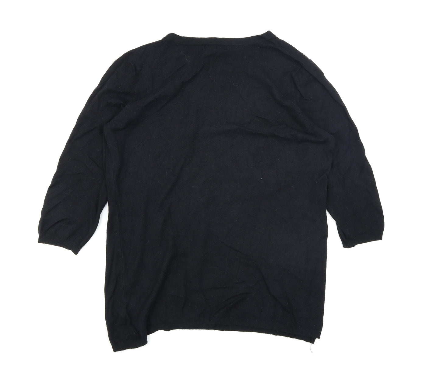 BM Collection Womens Black  Knit Pullover Jumper Size M