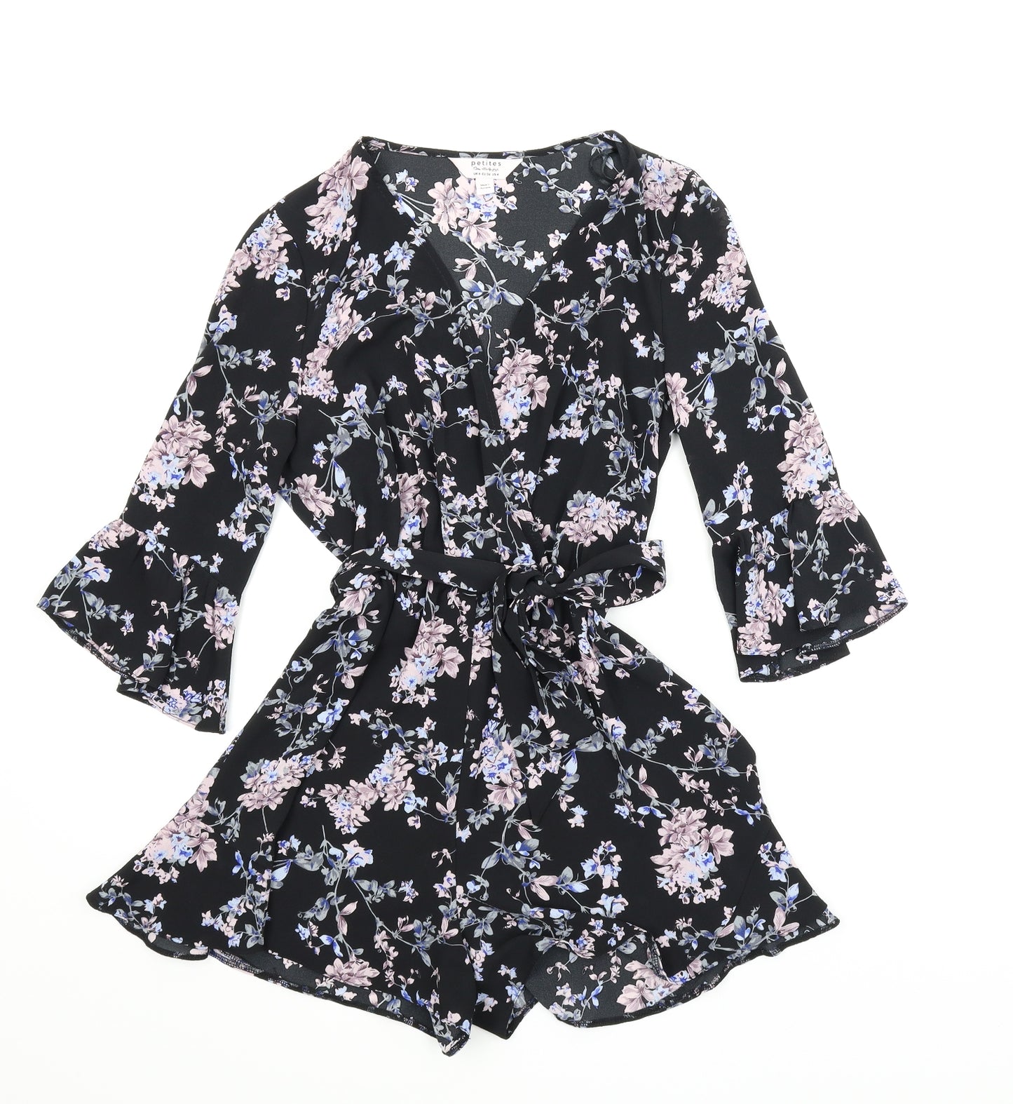Miss Selfridge Womens Black Floral  Romper One-Piece Size 8