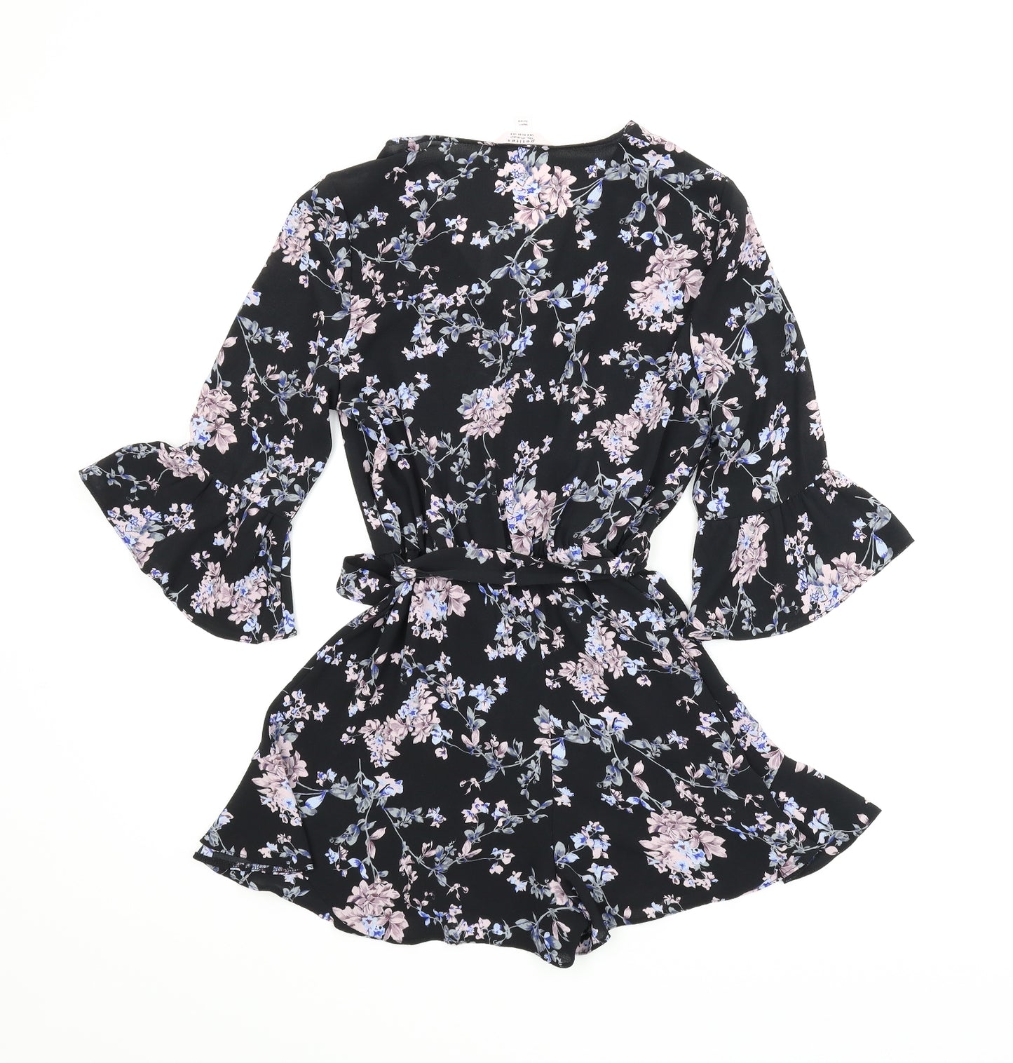 Miss Selfridge Womens Black Floral  Romper One-Piece Size 8