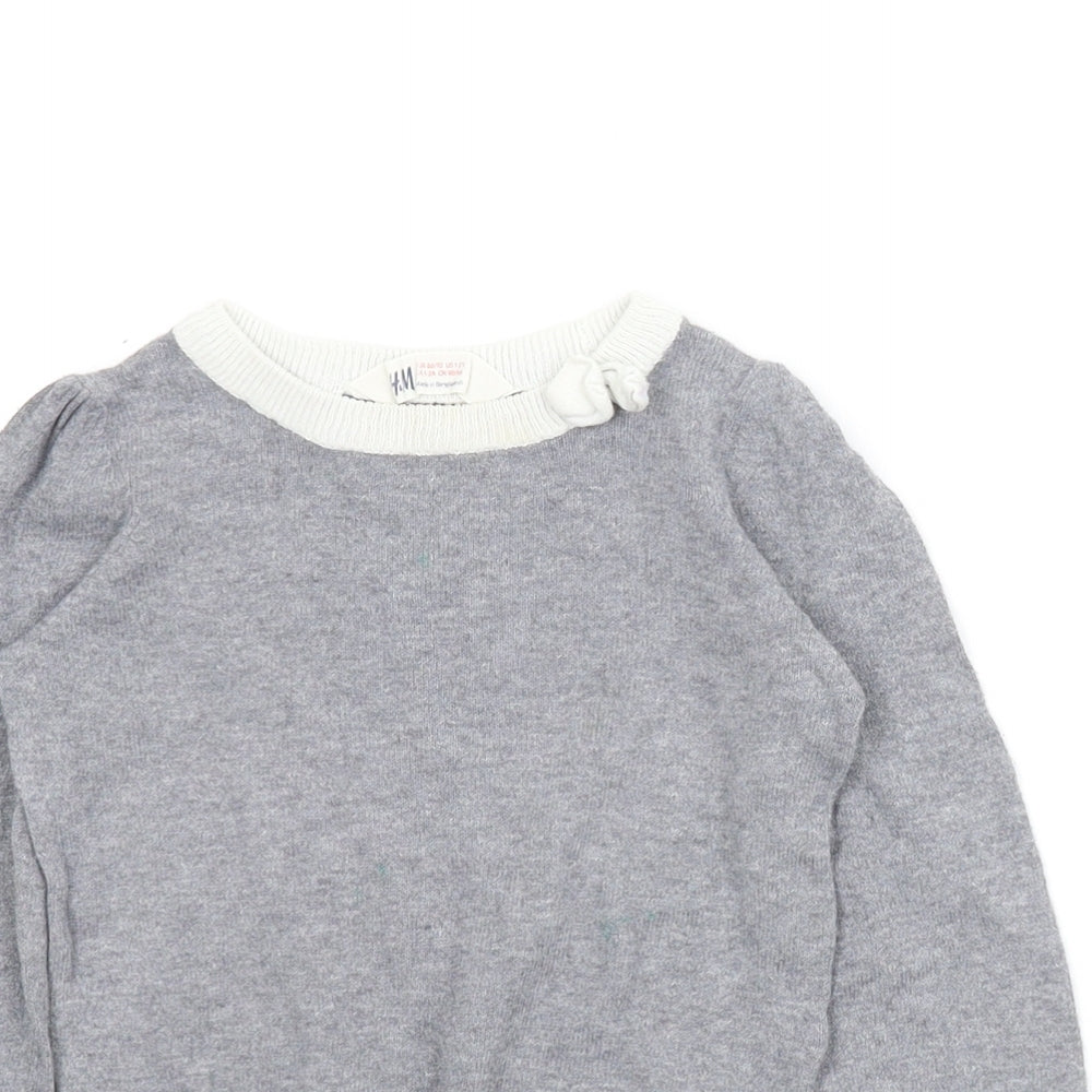 H&M Girls Grey   Pullover Jumper Size 12-18 Months