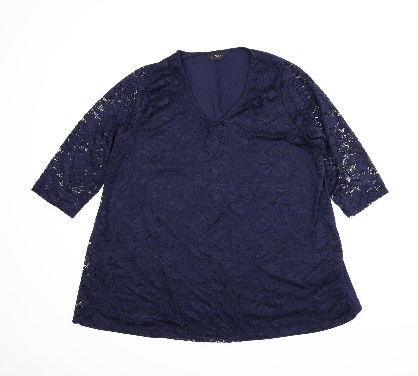 Yours Womens Blue Floral  Tunic Blouse Size 22