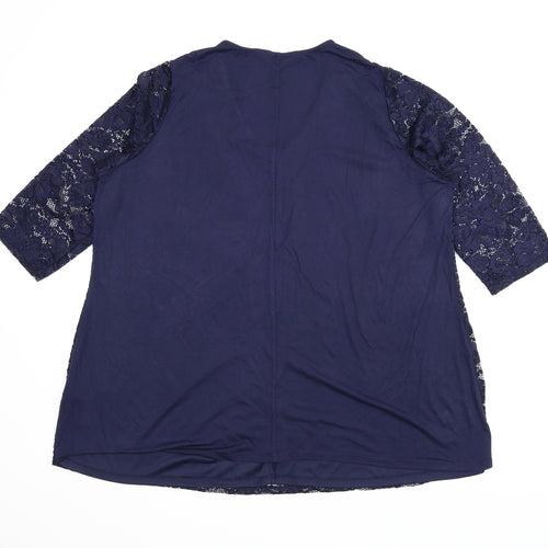 Yours Womens Blue Floral  Tunic Blouse Size 22