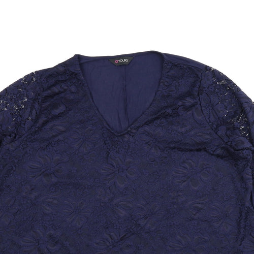 Yours Womens Blue Floral  Tunic Blouse Size 22