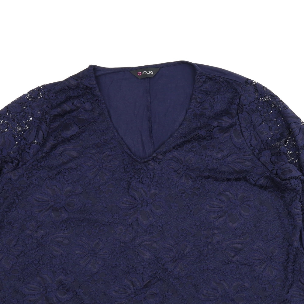 Yours Womens Blue Floral  Tunic Blouse Size 22