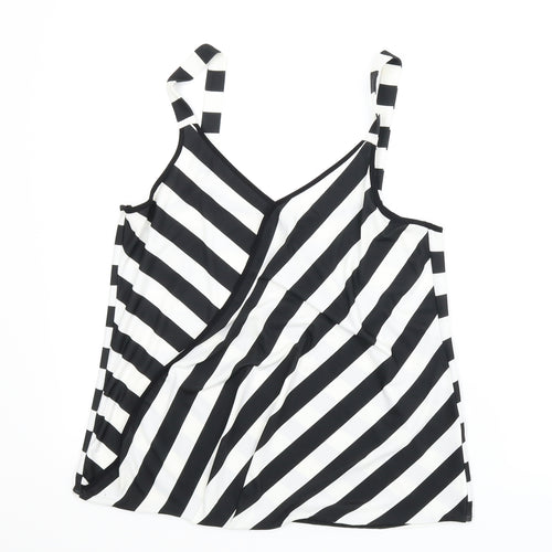 Wallis Womens Black Striped  Wrap T-Shirt Size 10