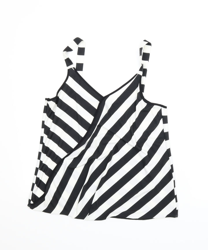 Wallis Womens Black Striped  Wrap T-Shirt Size 10