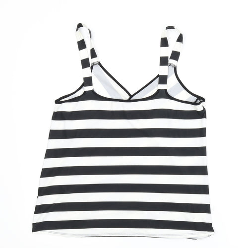 Wallis Womens Black Striped  Wrap T-Shirt Size 10