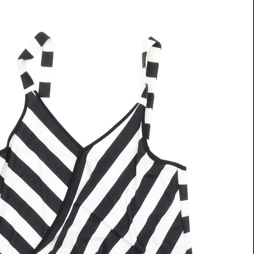 Wallis Womens Black Striped  Wrap T-Shirt Size 10