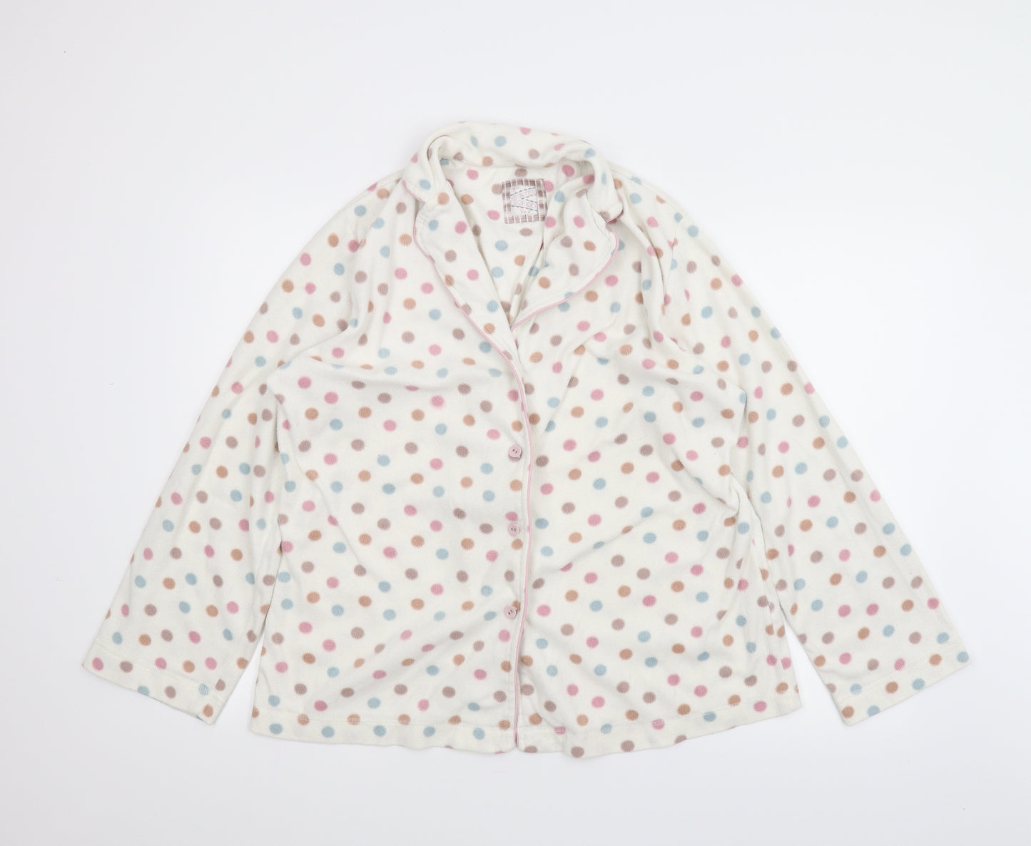 NEXT Womens White Polka Dot Fleece Capri Pyjama Set Size L