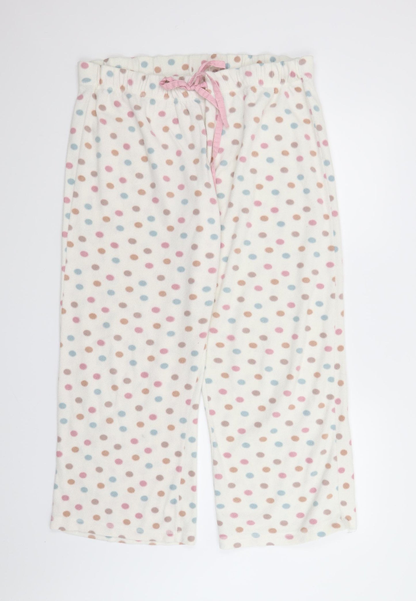 NEXT Womens White Polka Dot Fleece Capri Pyjama Set Size L