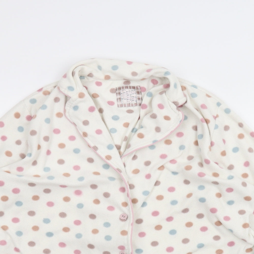 NEXT Womens White Polka Dot Fleece Capri Pyjama Set Size L