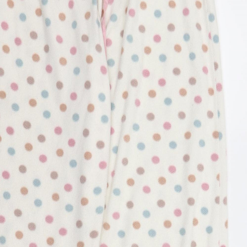 NEXT Womens White Polka Dot Fleece Capri Pyjama Set Size L