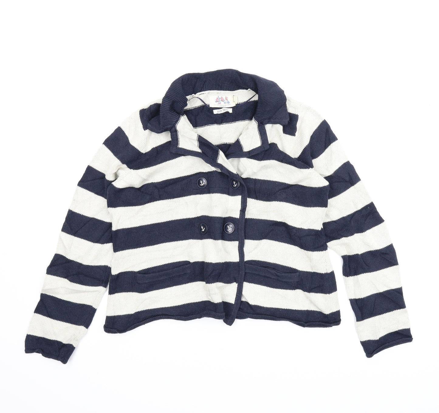 Sea Salt Womens Blue Striped  Cardigan Jumper Size 14