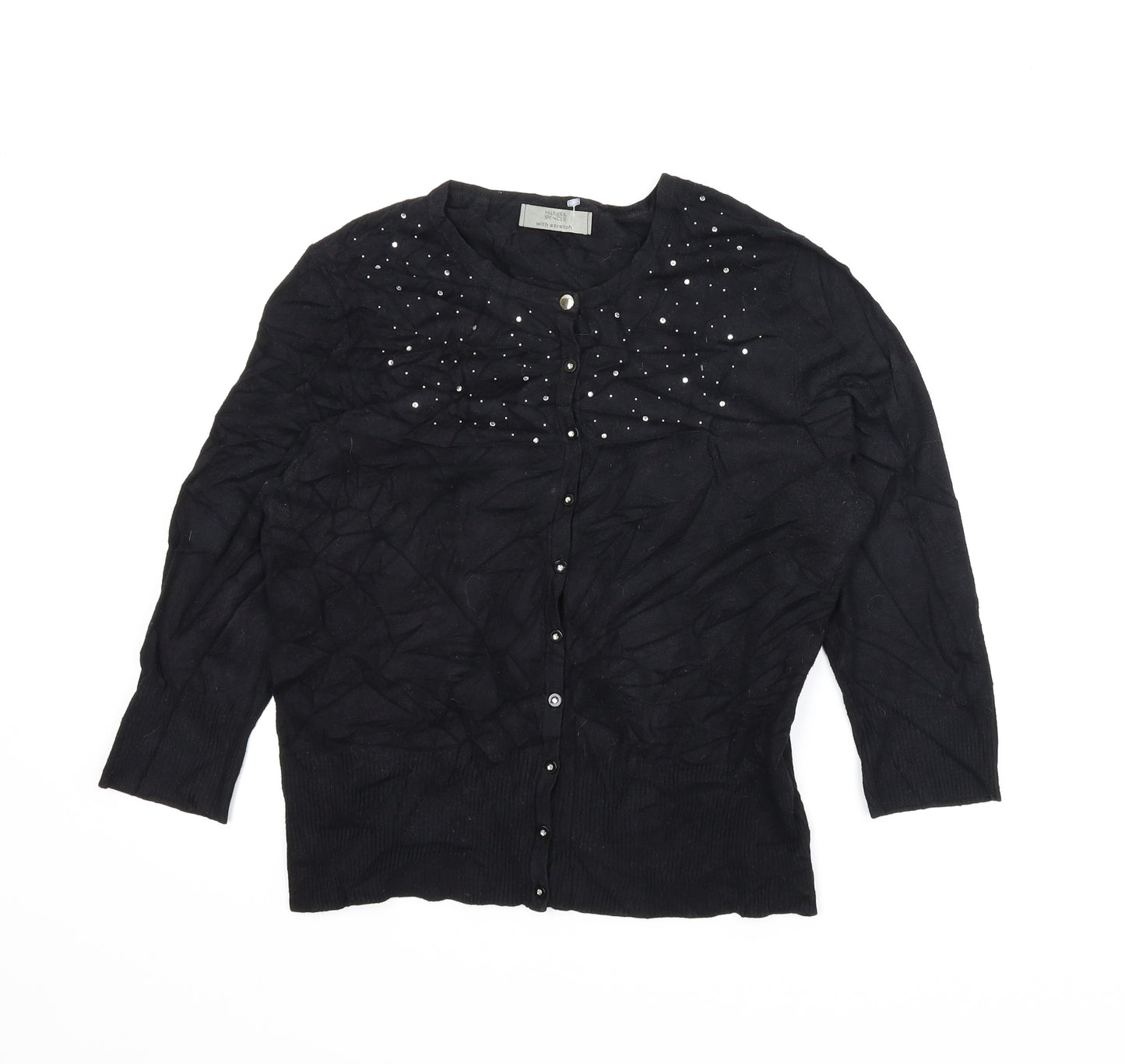 M&S Womens Black   Cardigan Jumper Size 14