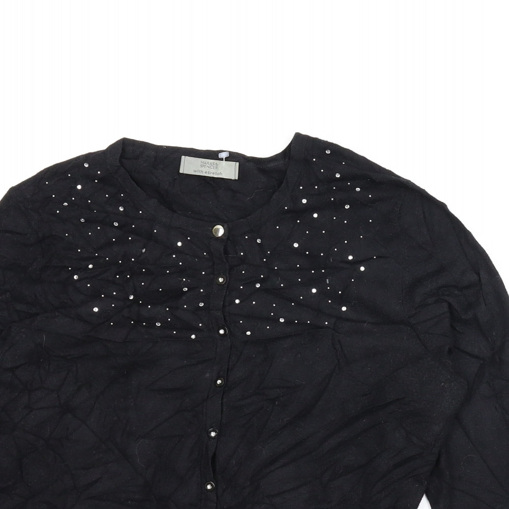 M&S Womens Black   Cardigan Jumper Size 14