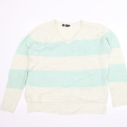 Bodyflirt Womens Green Striped  Pullover Jumper Size M