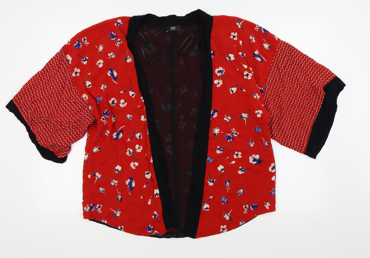 F&F Womens Red Floral Cardigan Jumper Size 6