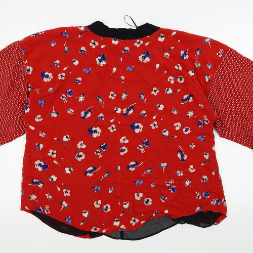 F&F Womens Red Floral  Cardigan Jumper Size 6