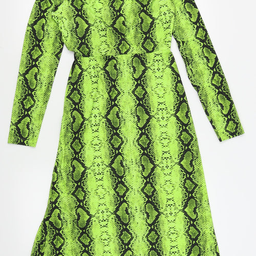ASOS Womens Green Geometric  Fit & Flare  Size 4