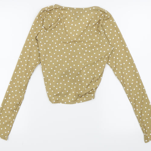 New Look Womens Beige Polka Dot  Cropped T-Shirt Size 8