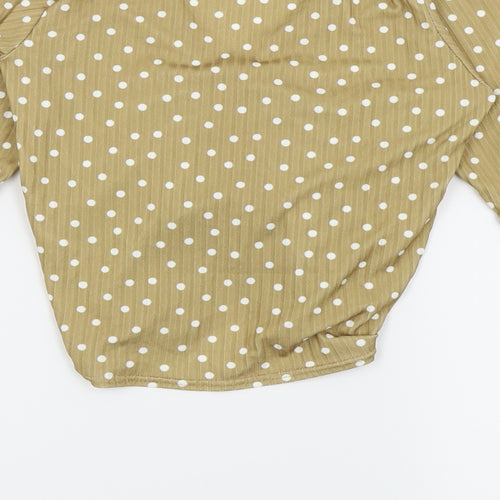 New Look Womens Beige Polka Dot  Cropped T-Shirt Size 8