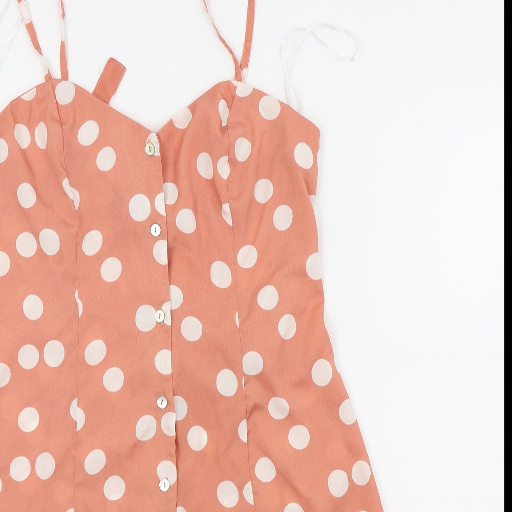 Primark Womens Pink Polka Dot  Playsuit One-Piece Size 10