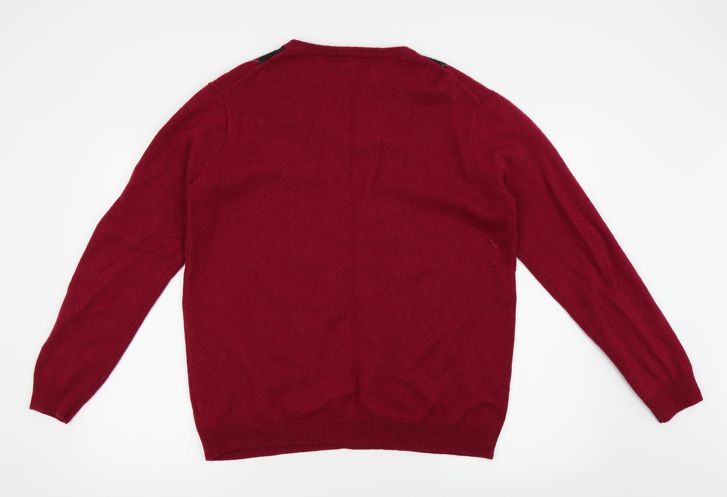 Woolovers Mens Red Check  Pullover Jumper Size XL