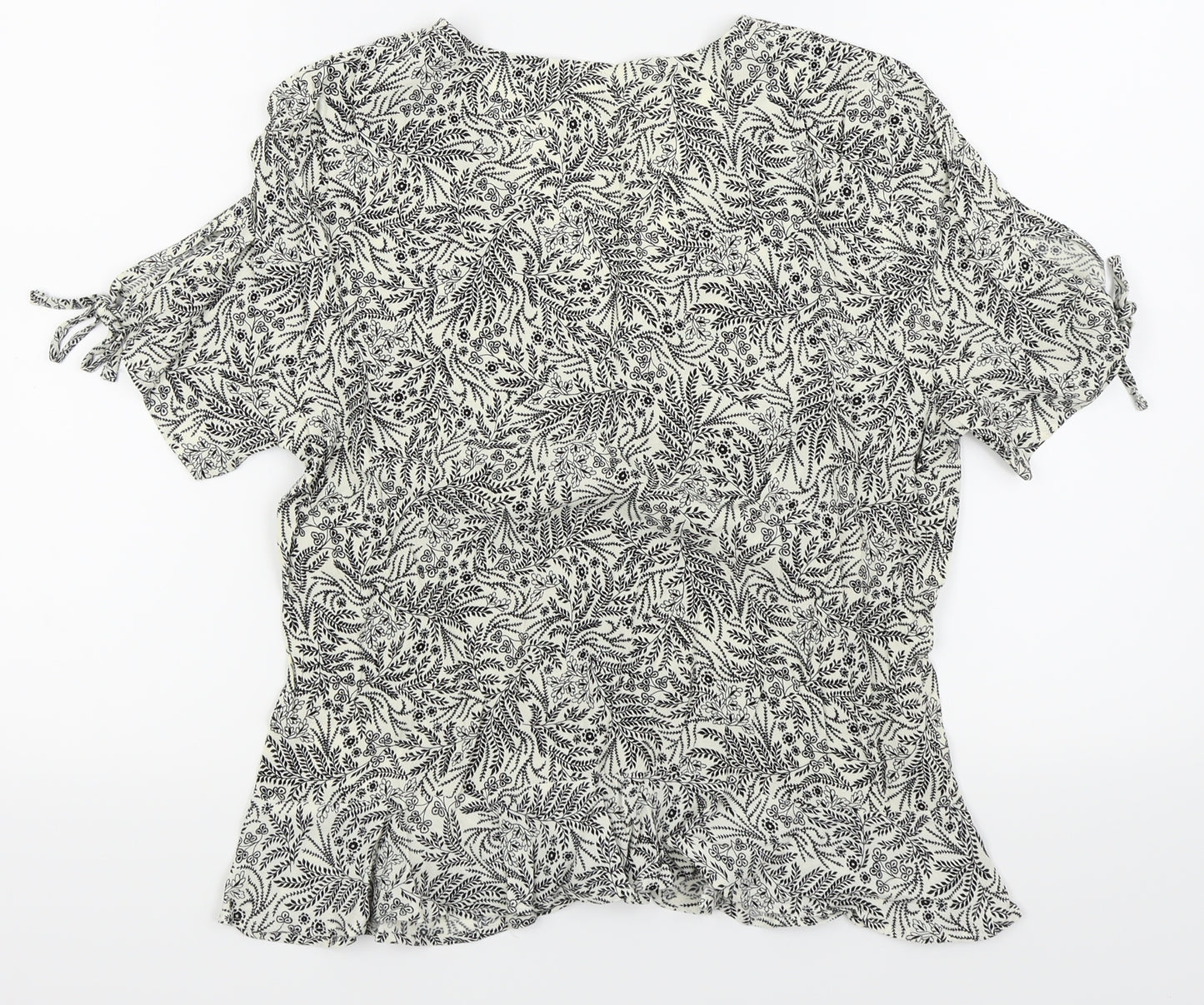 H&M Womens White Floral  Basic Blouse Size 12