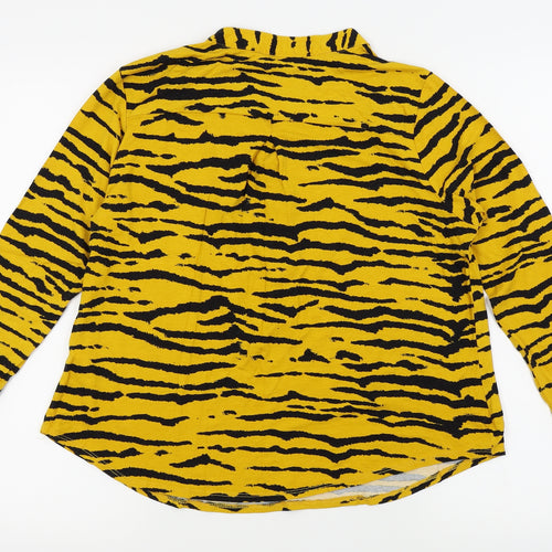 M&Co Womens Orange Animal Print  Basic Blouse Size 12