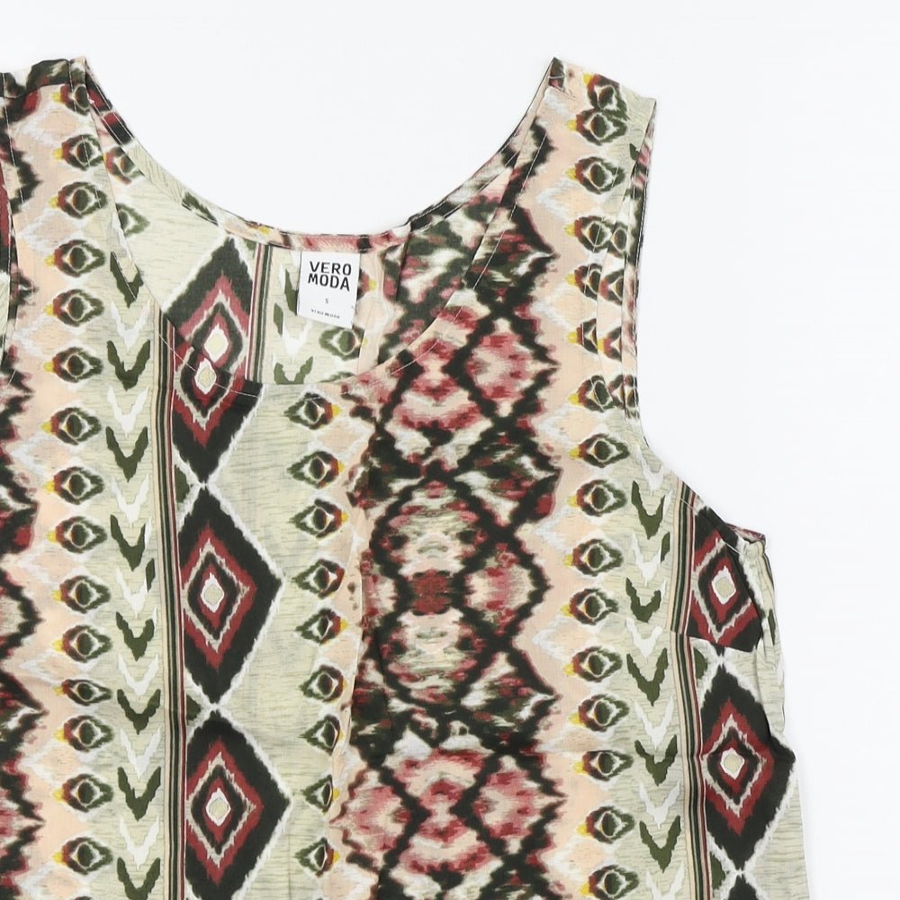 VERO MODA Womens Multicoloured Geometric  Basic Tank Size S