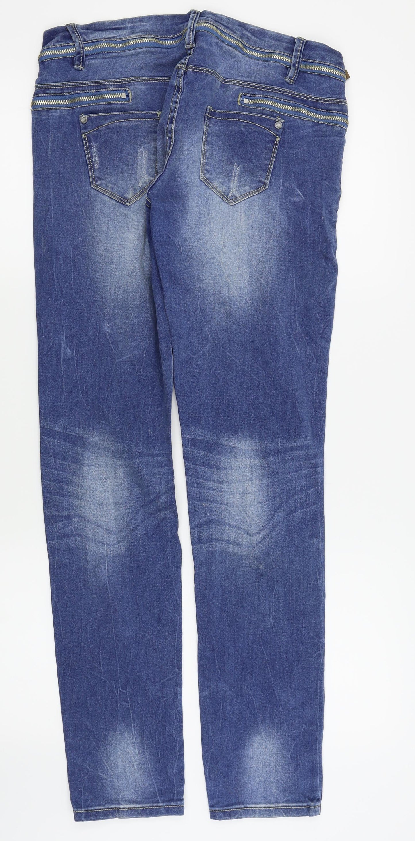 CAMEO ROSE Womens Blue   Skinny Jeans Size 14 L30 in - RIPPED JEANS