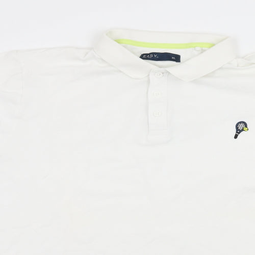 Easy Mens White  Jersey  Polo Size L