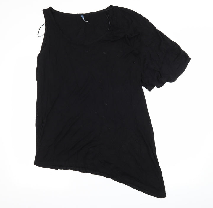 E-vie Womens Black Jersey Basic T-Shirt Size 14