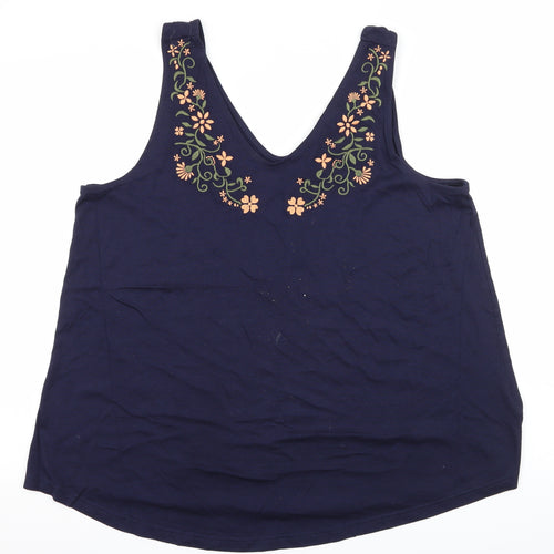 Red Herring Womens Blue Floral Jersey Basic Tank Size 18