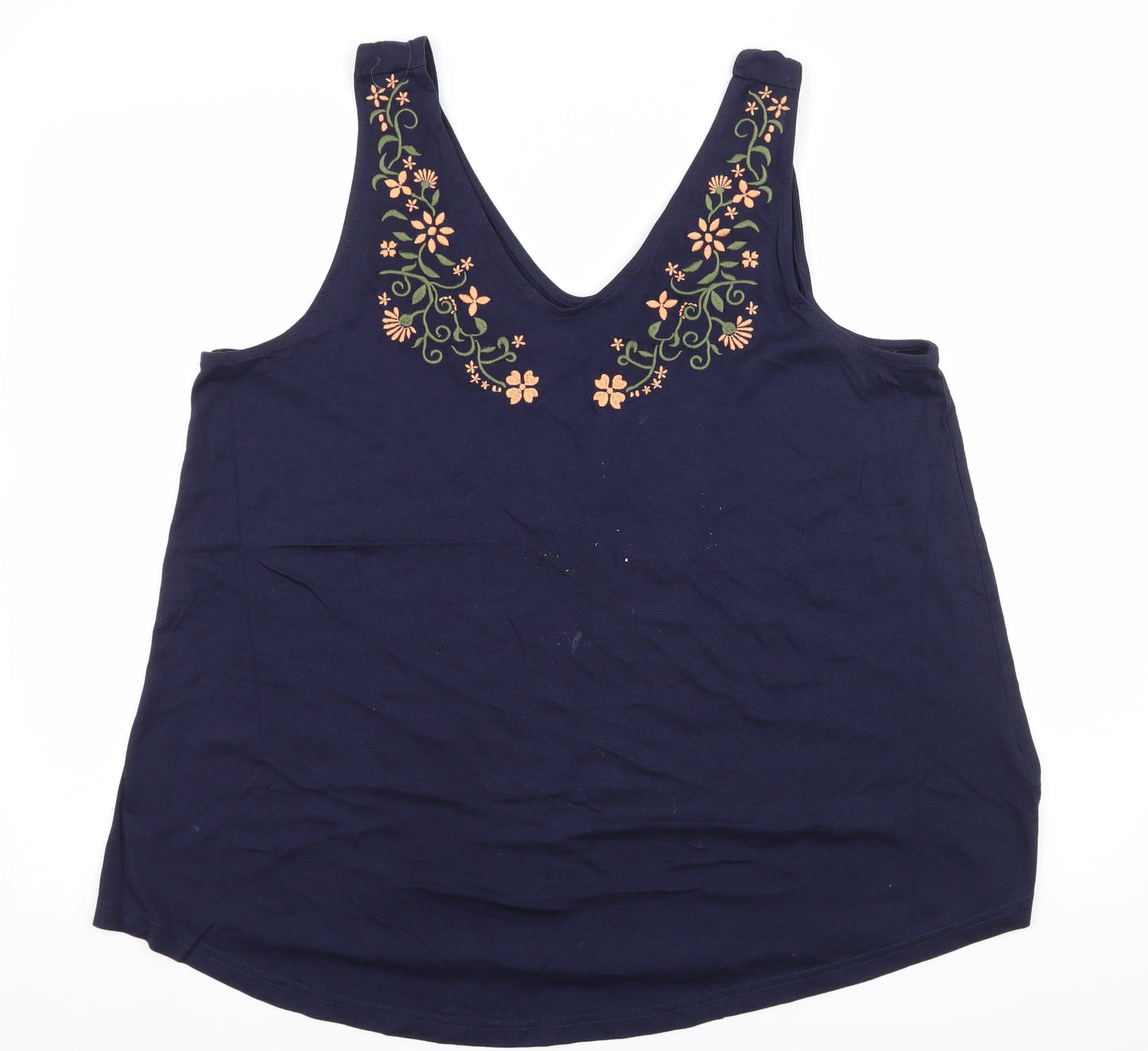 Red Herring Womens Blue Floral Jersey Basic Tank Size 18