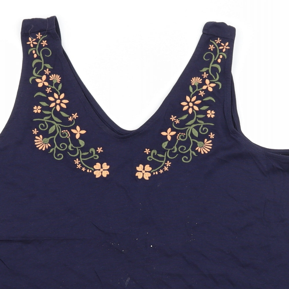 Red Herring Womens Blue Floral Jersey Basic Tank Size 18