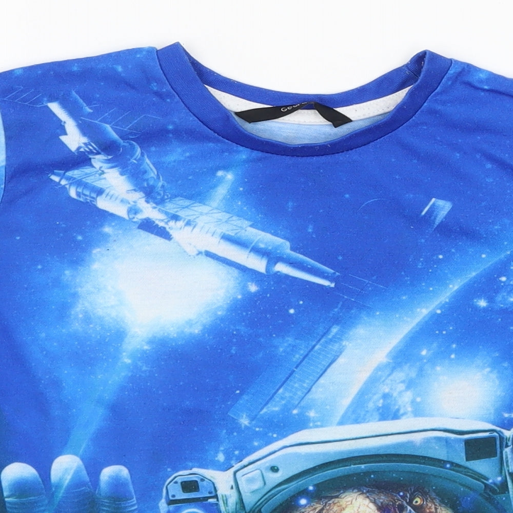 George Boys Blue  Jersey Basic T-Shirt Size 6-7 Years  - Space T-Rex