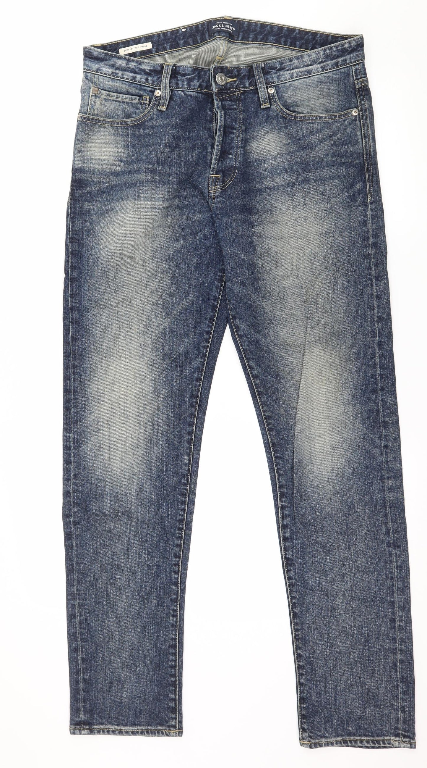 JACK & JONES Mens Blue  Denim Straight Jeans Size 32 in L32 in