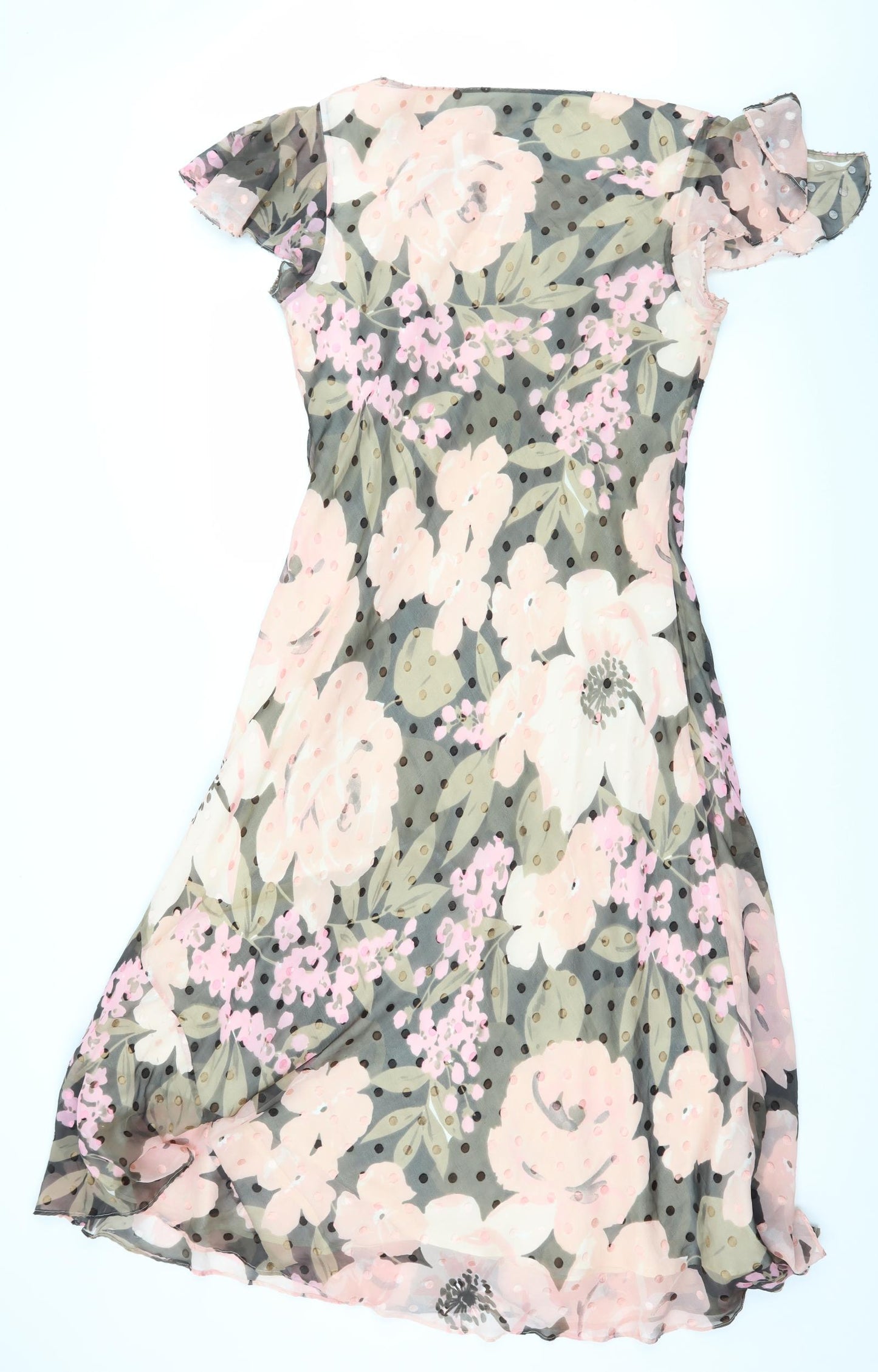 CC Womens Pink Floral Chiffon A-Line  Size 14