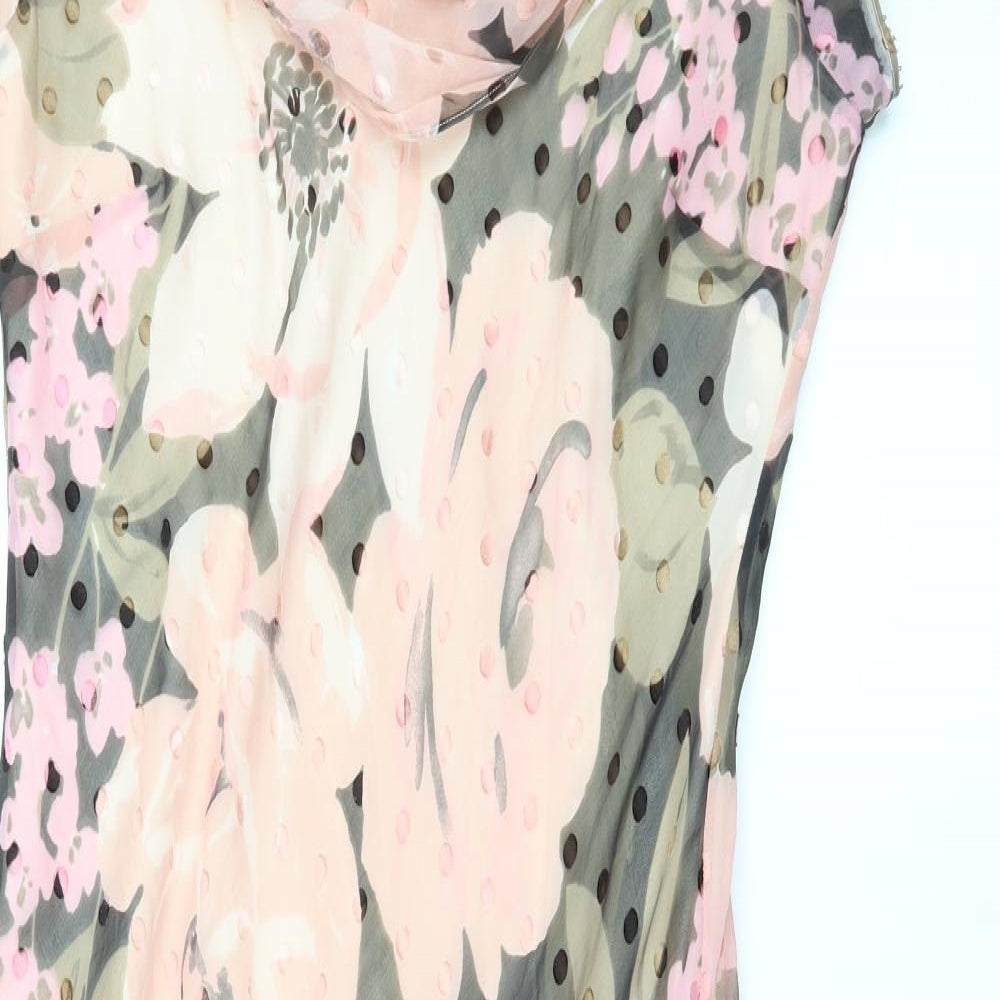 CC Womens Pink Floral Chiffon A-Line  Size 14