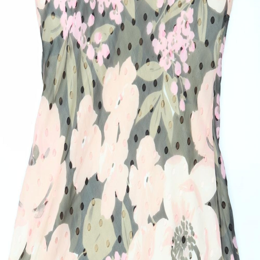CC Womens Pink Floral Chiffon A-Line  Size 14