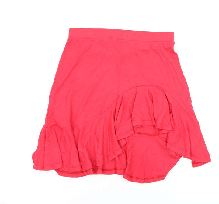 ASOS Womens Pink Jersey A-Line Skirt Size 6 - Frill Detail