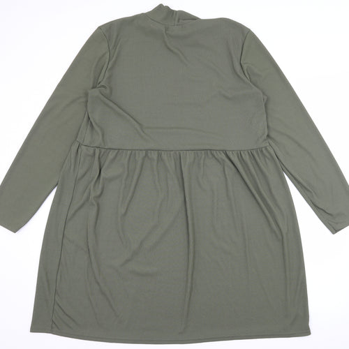 Boohoo Womens Green  Jersey Skater Dress  Size 16